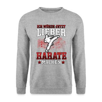 Lieber Karate Karateka asiatischer Kampfsport - Unisex Pullover - Weißgrau meliert - Vorne - Alina (178cm) & Michal (187cm)