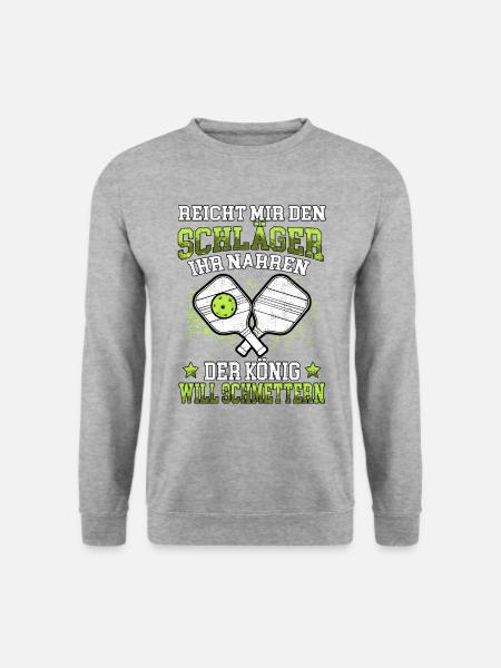 Pickelball König schmettern Pickleball - Unisex Pullover - Weißgrau meliert