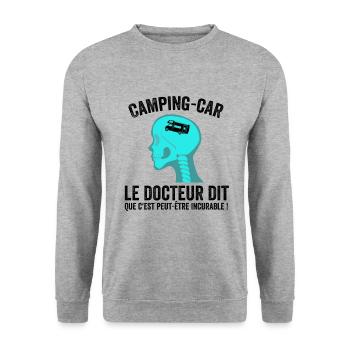 Camping-car Humour Docteur Dit, Camping-car drôle - Sweat-shirt Unisexe - gris chiné - Devant - Alina (178cm) & Michal (187cm)