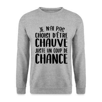Chauve Cadeau Marrant Homme, Calvitie Chance - Sweat-shirt Unisexe - gris chiné - Devant - Alina (178cm) & Michal (187cm)