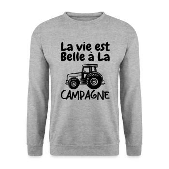 La Vie est Belle à La Campagne - Sweat-shirt Unisexe - gris chiné - Devant - Alina (178cm) & Michal (187cm)