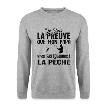 Preuve que mon papa pas toujours à la pêche - Sweat-shirt Unisexe - gris chiné - Devant - Alina (178cm) & Michal (187cm)