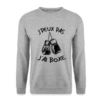 J'peux Pas J'ai Boxe Sport Boxeur Boxe Cadeau - Sweat-shirt Unisexe - gris chiné - Devant - Alina (178cm) & Michal (187cm)