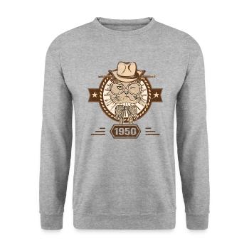 1950 | Cadeau D'anniversaire | Amoureux Du Chat - Sweat-shirt Unisexe - gris chiné - Devant - Alina (178cm) & Michal (187cm)
