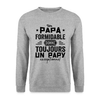 Papa Formidable Papy Exceptionnel Cadeau Papa Papy - Sweat-shirt Unisexe - gris chiné - Devant - Alina (178cm) & Michal (187cm)