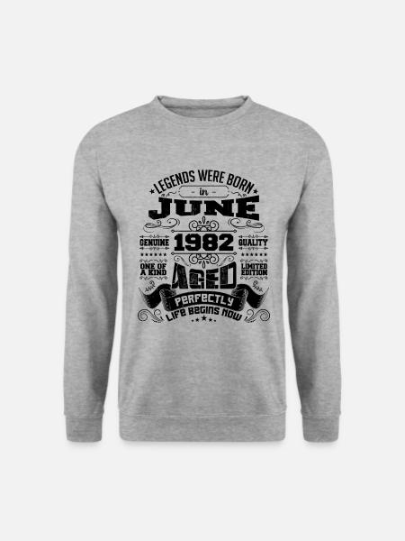 1982 Juin Anniversaire 1982 Juin | né en June 1982 - Sweat-shirt Unisexe - gris chiné