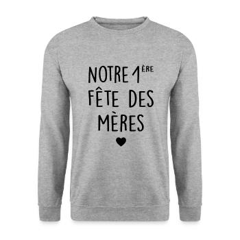 Fête des mères Première fête des mères Mère Fils - Sweat-shirt Unisexe - gris chiné - Devant - Alina (178cm) & Michal (187cm)