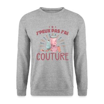 Je Peux Pas J'ai Couture - Sweat-shirt Unisexe - gris chiné - Devant - Alina (178cm) & Michal (187cm)