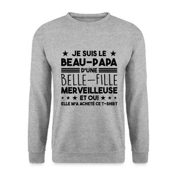 Beau-Papa D'Une Belle-FIlle Merveilleuse Papa Papy - Sweat-shirt Unisexe - gris chiné - Devant - Alina (178cm) & Michal (187cm)