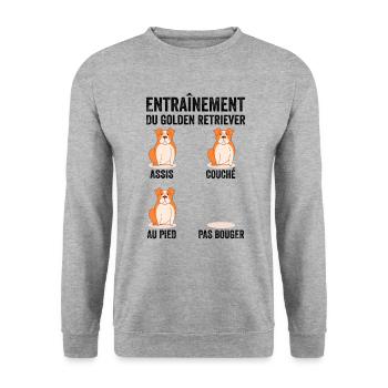 Éducation Chien Entraînement Du Golden Retriever - Sweat-shirt Unisexe - gris chiné - Devant - Alina (178cm) & Michal (187cm)