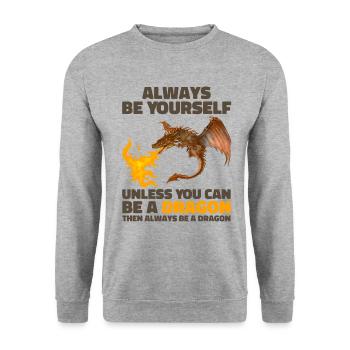 Sei immer du selbst, es sei denn, du kannst ein Drache sein - Unisex Pullover - Weißgrau meliert - Vorne - Alina (178cm) & Michal (187cm)