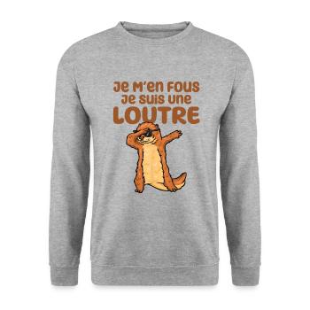 Je M'en Fous - Dabbing Loutre - Dab Dance - Sweat-shirt Unisexe - gris chiné - Devant - Alina (178cm) & Michal (187cm)