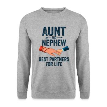 Aunt & Nephew Best Partners For Life - Sweat-shirt Unisexe - gris chiné - Devant - Alina (178cm) & Michal (187cm)