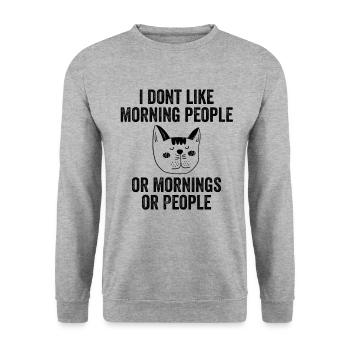 Ich mag keine Morgenmenschen - Unisex Pullover - Weißgrau meliert - Vorne - Alina (178cm) & Michal (187cm)