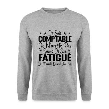 Humour Comptable Cadeau Comptable Motivation - Sweat-shirt Unisexe - gris chiné - Devant - Alina (178cm) & Michal (187cm)