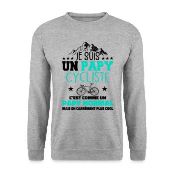 Retraite Papy Cycliste Carrément Plus Cool - Sweat-shirt Unisexe - gris chiné - Devant - Alina (178cm) & Michal (187cm)
