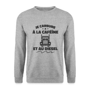 Chauffeur Routier Caféïne Et Diesel - Sweat-shirt Unisexe - gris chiné - Devant - Alina (178cm) & Michal (187cm)