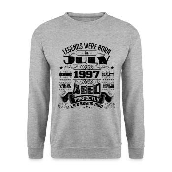 1997 July Birthday Gift July 1997 - Unisex Sweatshirt - salt & pepper - Front - Alina (178cm) & Michal (187cm)
