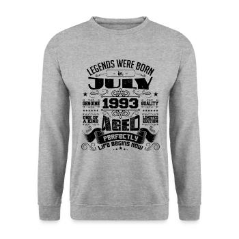 1993 Juli Geburtstagsgeschenk Juli 1993 - Unisex Pullover - Weißgrau meliert - Vorne - Alina (178cm) & Michal (187cm)