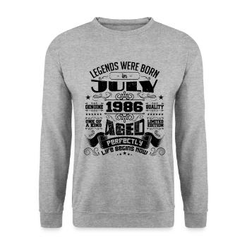 1986 July Birthday Gift July 1986 - Unisex Sweatshirt - salt & pepper - Front - Alina (178cm) & Michal (187cm)