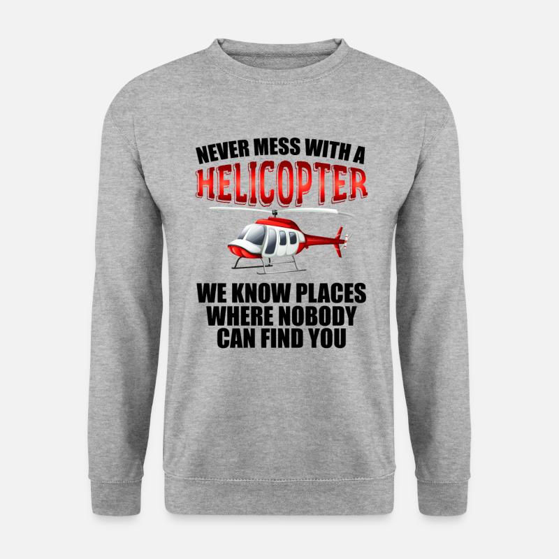Helikopter-Flugzeug-Piloten-Fluggeschenk - Unisex Pullover - Weißgrau meliert