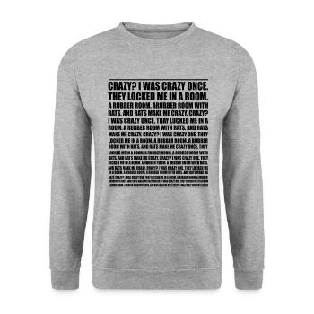 Verrückt? Ich war mal verrückt. Lustiges Trend-Meme - Unisex Pullover - Weißgrau meliert - Vorne - Alina (178cm) & Michal (187cm)