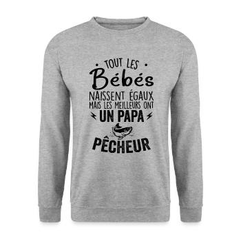 Bébés égaux meilleurs ont un papa pêcheur - Sweat-shirt Unisexe - gris chiné - Devant - Alina (178cm) & Michal (187cm)