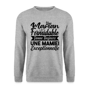 Grand-Mère Cadeau - Une Mamie Exceptionnelle, Cool - Sweat-shirt Unisexe - gris chiné - Devant - Alina (178cm) & Michal (187cm)