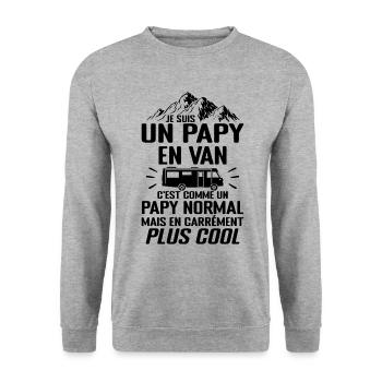 Cadeau Papy Van Camping Car Voyage Cadeau Papy - Sweat-shirt Unisexe - gris chiné - Devant - Alina (178cm) & Michal (187cm)