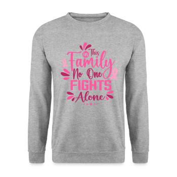 In This Family No One Fight Alone Breast Cancer - Sweat-shirt Unisexe - gris chiné - Devant - Alina (178cm) & Michal (187cm)