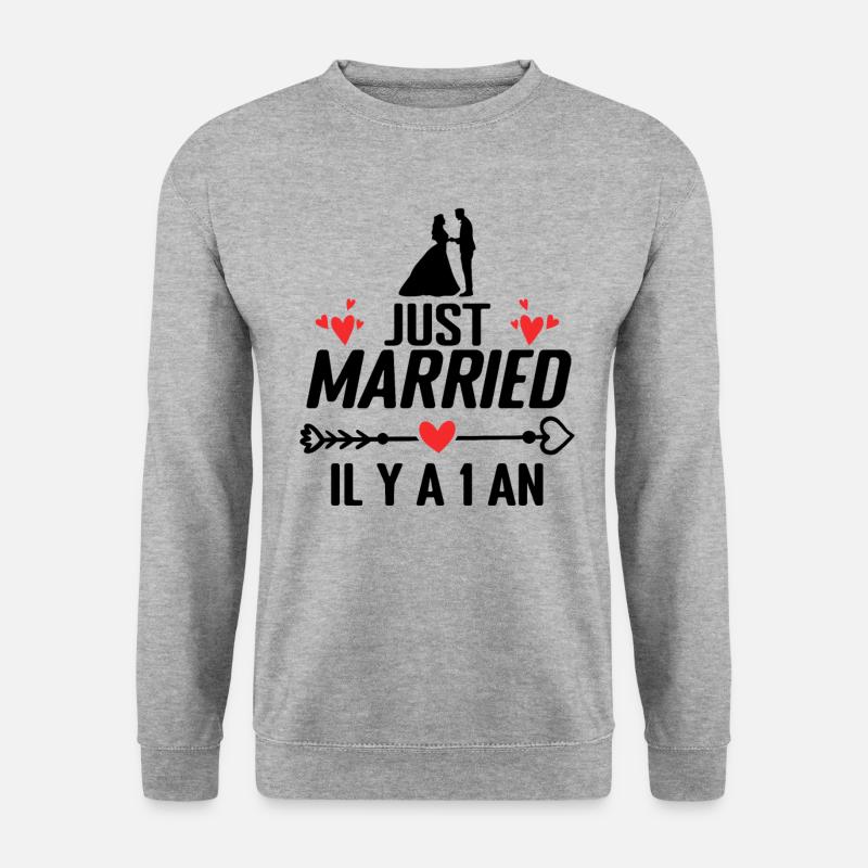 Baumwolle Hochzeitsgeschenk Hochzeitstag 1 Jahr - Unisex Pullover - Weißgrau meliert