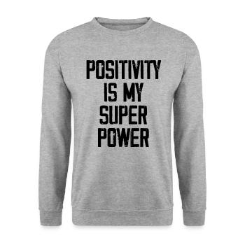 Positivity Is My Super Power - Funny - Sweat-shirt Unisexe - gris chiné - Devant - Alina (178cm) & Michal (187cm)