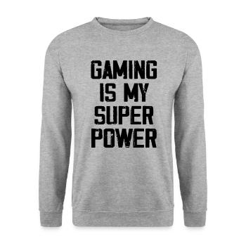 Gaming Is My Super Power - Funny - Unisex Sweatshirt - salt & pepper - Front - Alina (178cm) & Michal (187cm)