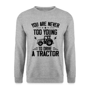 Traktor Traktoren Trecker Geschenk - Unisex Sweatshirt - salt & pepper - Front - Alina (178cm) & Michal (187cm)