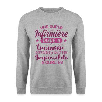 Une Super Infirmière Cadeau Femme Humour - Sweat-shirt Unisexe - gris chiné - Devant - Alina (178cm) & Michal (187cm)