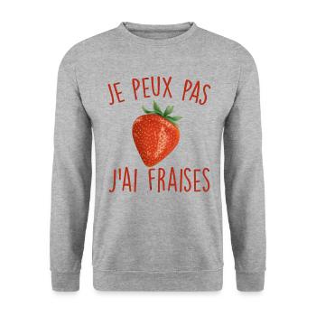 Je peux pas j'ai fraises - Sweat-shirt Unisexe - gris chiné - Devant - Alina (178cm) & Michal (187cm)