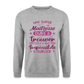 Une Super Maîtresse - Sweat-shirt Unisexe - gris chiné - Devant - Alina (178cm) & Michal (187cm)