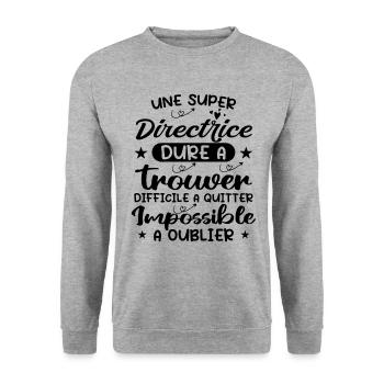 Une Super Directrice - Cadeau Directrice - Sweat-shirt Unisexe - gris chiné - Devant - Alina (178cm) & Michal (187cm)