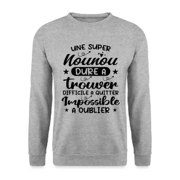 Une Super Nounou - Nounou Adorable - Sweat-shirt Unisexe - gris chiné - Devant - Alina (178cm) & Michal (187cm)