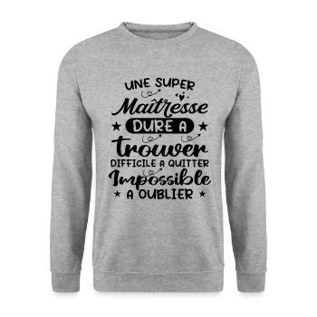 Une Super Maîtresse - Sweat-shirt Unisexe - gris chiné - Devant - Alina (178cm) & Michal (187cm)
