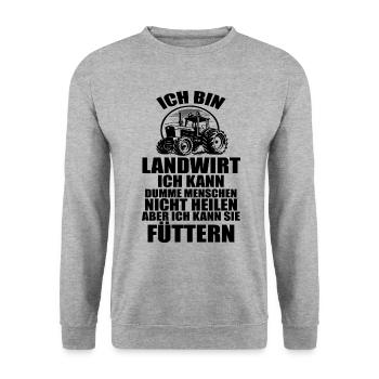 Ich bin Landwirt Landwirtschaft Landwirt Traktor - Unisex Pullover - Weißgrau meliert - Vorne - Alina (178cm) & Michal (187cm)