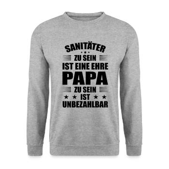 Sanitäter Rettungsdienst - Unisex Pullover - Weißgrau meliert - Vorne - Alina (178cm) & Michal (187cm)