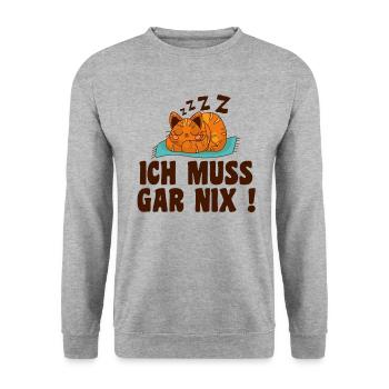 Ich Muss Gar Nix - Unisex Pullover - Weißgrau meliert - Vorne - Alina (178cm) & Michal (187cm)