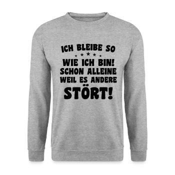 Ich bleibe so wie ich bin! schon alleine, weil es - Unisex Pullover - Weißgrau meliert - Vorne - Alina (178cm) & Michal (187cm)