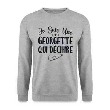 Je Suis Une Georgette Qui Déchire - Sweat-shirt Unisexe - gris chiné - Devant - Alina (178cm) & Michal (187cm)