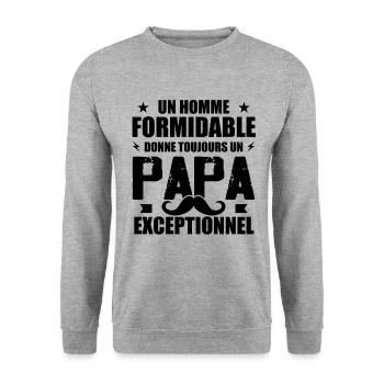Un Papa Exceptionnel Humour Cadeau Fête Des Pères - Sweat-shirt Unisexe - gris chiné - Devant - Alina (178cm) & Michal (187cm)