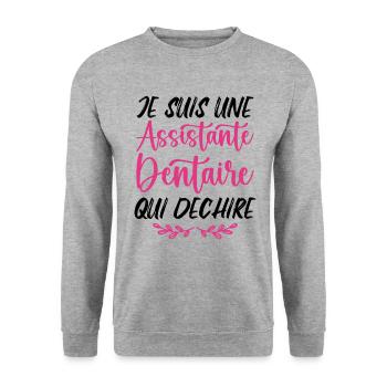 Je suis Assistante Dentaire qui Déchire - Sweat-shirt Unisexe - gris chiné - Devant - Alina (178cm) & Michal (187cm)
