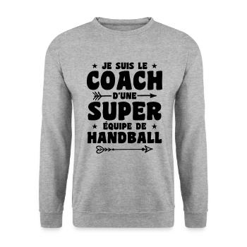 Je Suis Le Coach D'une Super Équipe De Handball - Sweat-shirt Unisexe - gris chiné - Devant - Alina (178cm) & Michal (187cm)
