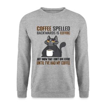 Coffee Spelled Backwards Is Eeffoc Cats & Coffee - Sweat-shirt Unisexe - gris chiné - Devant - Alina (178cm) & Michal (187cm)