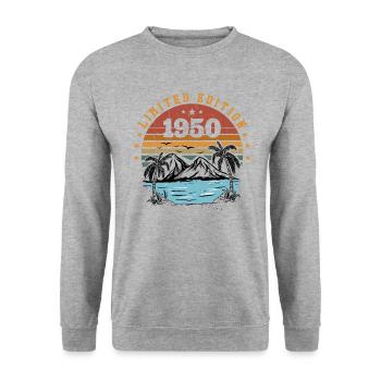 1950 Cadeau Anniversaire Vintage Rétro Né en 1950 - Sweat-shirt Unisexe - gris chiné - Devant - Alina (178cm) & Michal (187cm)